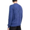 Off-White Herre FW22 Ensfarget Logo-brodert Rundhalset Pullover Langermet Ullgenser Blå