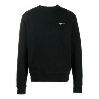 Off-White Herre FW22 Ensfarget Logo Rundhals Langermet Versjon Svart