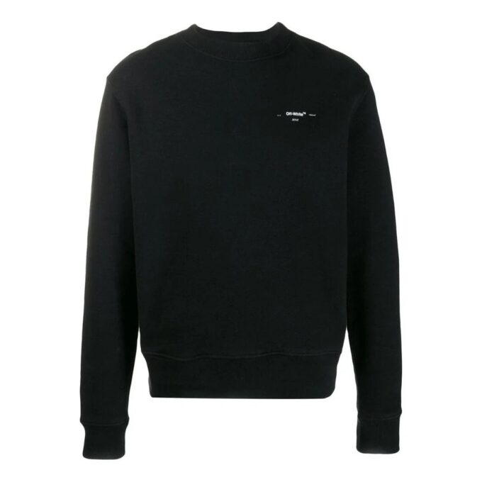 Off-White Herre FW22 Ensfarget Logo Rundhals Langermet Versjon Svart