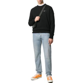 Off-White Herre FW22 Ensfarget Logo Rundhals Langermet Versjon Svart