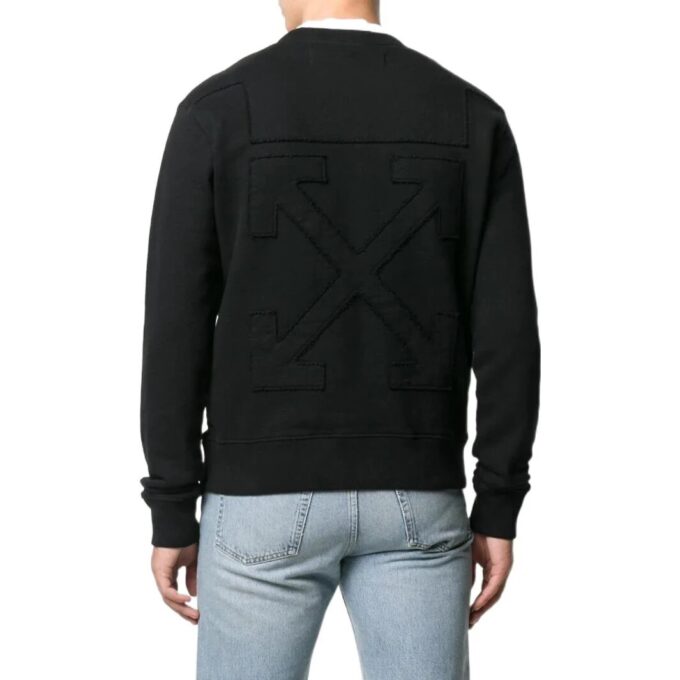 Off-White Herre FW22 Ensfarget Logo Rundhals Langermet Versjon Svart
