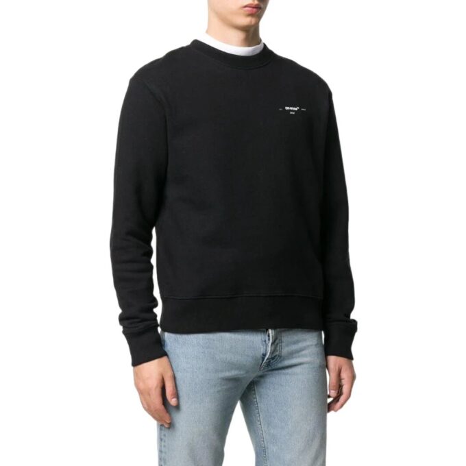Off-White Herre FW22 Ensfarget Logo Rundhals Langermet Versjon Svart