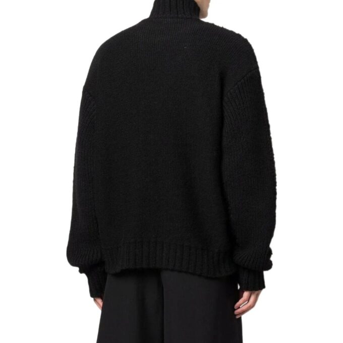Off-White Herre FW22 Ensfarget Logo-trykk Høyhalset ullgenser Versjon Svart