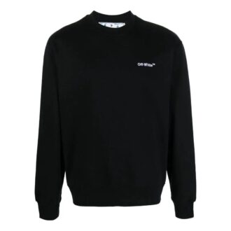 Off-White Herre FW22 Ensfarget Logo-trykk Rund hals Langermet versjon Svart