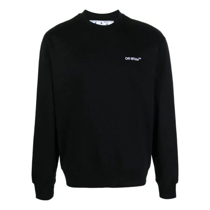 Off-White Herre FW22 Ensfarget Logo-trykk Rund hals Langermet versjon Svart