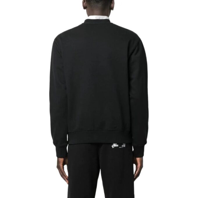 Off-White Herre FW22 Ensfarget Logo-trykk Rund hals Langermet versjon Svart