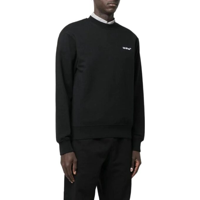 Off-White Herre FW22 Ensfarget Logo-trykk Rund hals Langermet versjon Svart