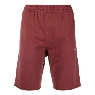 Off-White Herre FW22 Ensfarget Logo-trykk Sportsshorts Vanlig versjon Rød