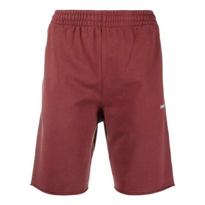 Off-White Herre FW22 Ensfarget Logo-trykk Sportsshorts Vanlig versjon Rød