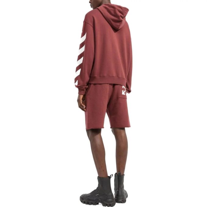 Off-White Herre FW22 Ensfarget Logo-trykk Sportsshorts Vanlig versjon Rød