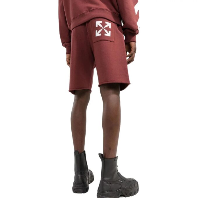 Off-White Herre FW22 Ensfarget Logo-trykk Sportsshorts Vanlig versjon Rød