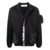 Off-White Herre FW22 Ensfarget Logo Webbing Glidelåsjakke Svart