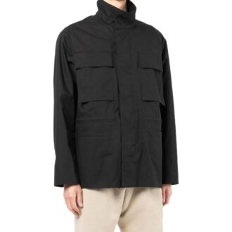 Off-White Herre FW22 Ensfarget Lomme Glidelås Bak Trykk Svart Jakke