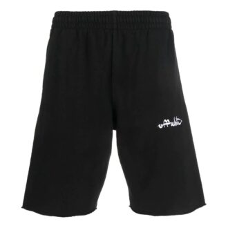 Off-White Herre FW22 ensfarget med logotrykk, rette sportsshorts, vanlig versjon, svart