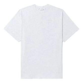 Off-White Herre FW22 Ensfarget med stripe på ryggen, rund hals og korte ermer, hvit T-skjorte