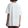 Off-White Herre FW22 Ensfarget med stripe på ryggen, rund hals og korte ermer, hvit T-skjorte