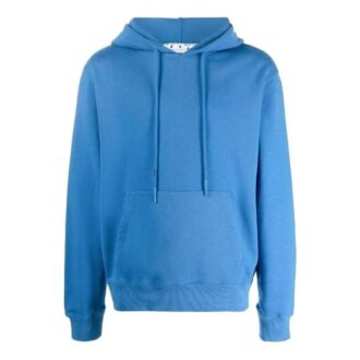 Off-White Herre FW22 Ensfarget med striper på ryggen, hette, lange ermer, blå