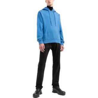 Off-White Herre FW22 Ensfarget med striper på ryggen, hette, lange ermer, blå