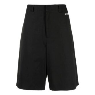 Off-White Herre FW22 Ensfarget mønstertrykk, rette Shorts, svart