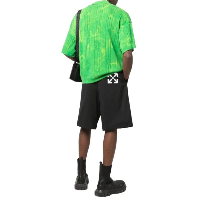 Off-White Herre FW22 Ensfarget mønstertrykk, rette Shorts, svart