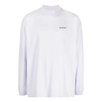 Off-White Herre FW22 Ensfarget Pilemønster Logo-trykk Rund hals Hvit