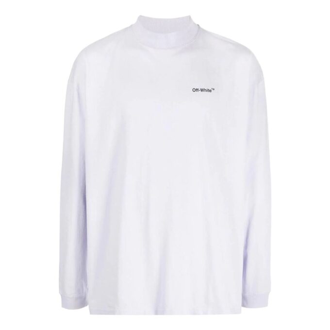 Off-White Herre FW22 Ensfarget Pilemønster Logo-trykk Rund hals Hvit