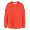Off-White Herre FW22 Ensfarget Rundhalset Logo-brodert Langermet Ullgenser Løs Passform Oransje