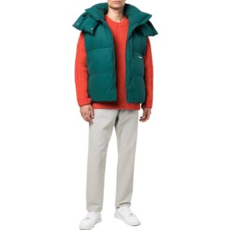 Off-White Herre FW22 Ensfarget Rundhalset Logo-brodert Langermet Ullgenser Løs Passform Oransje