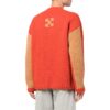 Off-White Herre FW22 Ensfarget Rundhalset Logo-brodert Langermet Ullgenser Løs Passform Oransje