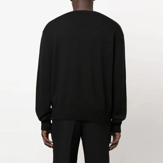Off-White Herre FW22 Ensfarget Rundhalset Pullover Strikket Ullgenser Løs Passform Svart