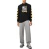 Off-White Herre FW22 Ensfarget Rundhalset T-skjorte med trykk og lange ermer i svart
