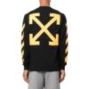 Off-White Herre FW22 Ensfarget Rundhalset T-skjorte med trykk og lange ermer i svart