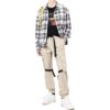 Off-White Herre FW22 Ensfarget Stor Lomme Snøring Casual Bukser/Lange Bukser Versjon Beige