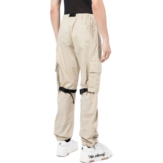 Off-White Herre FW22 Ensfarget Stor Lomme Snøring Casual Bukser/Lange Bukser Versjon Beige