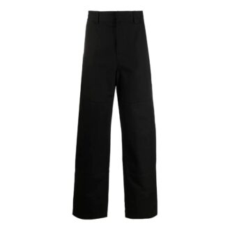 Off-White Herre FW22 Ensfarget Stripe-trykk Rett Casual Bukser/Løse Bukser Svart