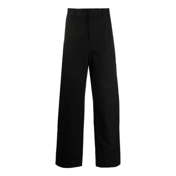 Off-White Herre FW22 Ensfarget Stripe-trykk Rett Casual Bukser/Løse Bukser Svart
