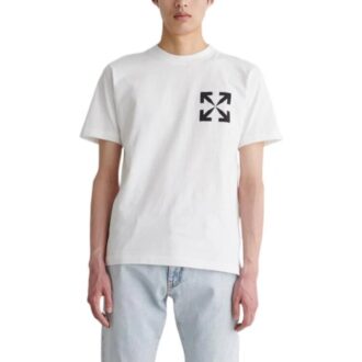 Off-White Herre FW22 ensfarget T-skjorte med Diagonal Arrow-trykk, rund hals og korte shorts
