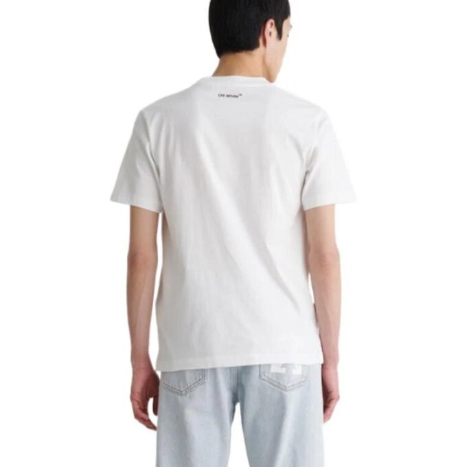 Off-White Herre FW22 ensfarget T-skjorte med Diagonal Arrow-trykk, rund hals og korte shorts