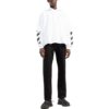 Off-White Herre FW22 Ensfarget trykk med hette og lange ermer, hvit