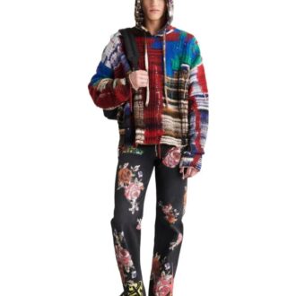 Off-White Herre FW22 Fargeblokkert strikket genser med hette og lange ermer