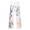 Off-White Herre FW22 Graffititrykk Høy midje Rett Casual Bukser/Lange bukser Versjon Hvit
