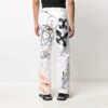 Off-White Herre FW22 Graffititrykk Høy midje Rett Casual Bukser/Lange bukser Versjon Hvit