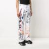 Off-White Herre FW22 Graffititrykk Høy midje Rett Casual Bukser/Lange bukser Versjon Hvit