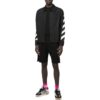 Off-White Herre FW22 Jakke med glidelås, revers og striper på ermene, svart