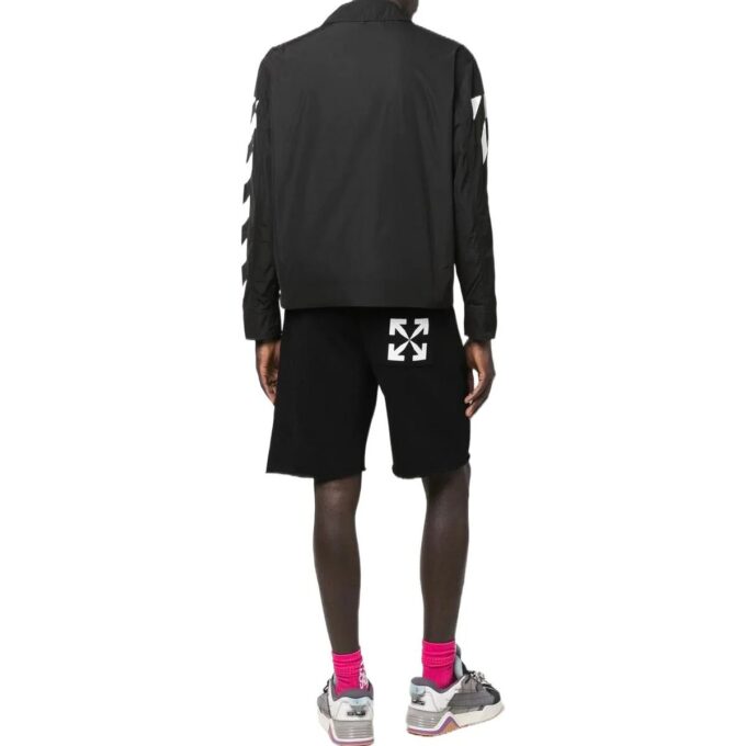 Off-White Herre FW22 Jakke med glidelås, revers og striper på ermene, svart