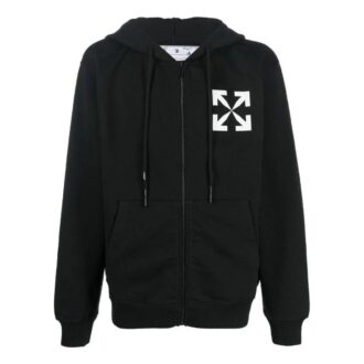 Off-White Herre FW22 Jakke med hette og pil-logo-trykk, svart