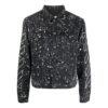 Off-White Herre FW22 Jakke med malingssprut-effekt, enkeltspent, Denim, svart