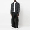 Off-White Herre FW22 Jakke med malingssprut-effekt, enkeltspent, Denim, svart