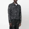 Off-White Herre FW22 Jakke med malingssprut-effekt, enkeltspent, Denim, svart