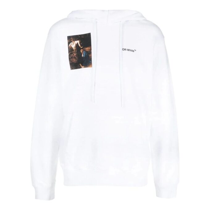 Off-White Herre FW22 Karaktermønstertrykk Løs Passform Hvit